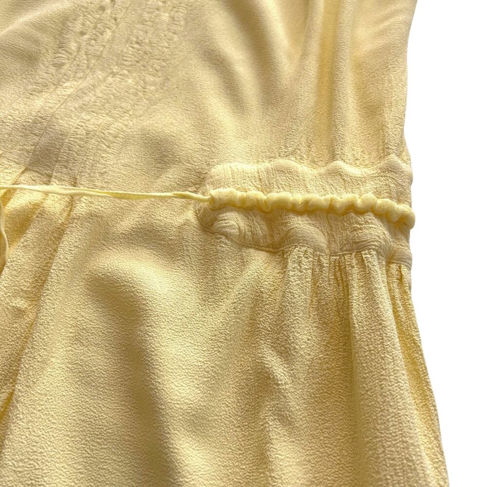 Ghost London Pale Yellow Slip Dress | Size Small | Ruffle + Drawstring - Picture 12 of 14